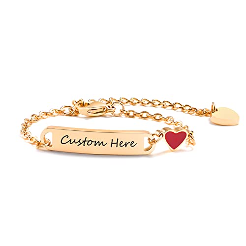 Personalized Name ID Bracelets for Baby Girls : Anti Allergy Gold Plated Stainless Steel Child Engrave Name Birthdate Bracelet, Custom Baptism Gift for Newborns Babies,Pearl Beads Girls Boys Bracelet