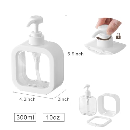 Image of Hand Soap Dispenser for Bathroom, Modern Dish Soap Dispenser for Kitchen Sink, Liquid Soap Container with Pump, Clear Plastic Soap Pump Bottles (2 Packs,10oz, White)