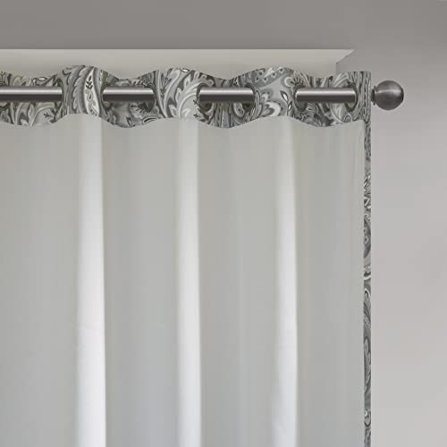 Sun Smart Jenelle Paisley Total Blackout Single Window Curtain For Bedroom, Living Room, Kitchen, Faux Silk With Traditional Grommet, Energy Savings Curtain Panel, 1-Panel Pack 50X84, Grey #TOP3