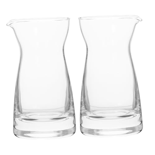 VICASKY 2 pezzi Bicchieri Latte in Vetro Piccoli Bricchi Latte e Contenitori Salsa Lattiera Versatile per Casa e Bar Design Elegante e Facile da Pulire