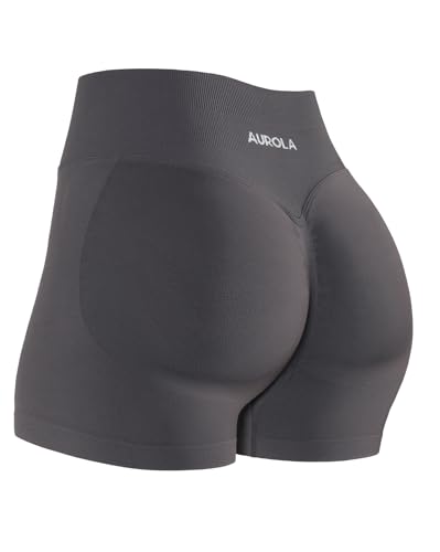 Image of AUROLA Influence Workout Shorts for Women,2.5 3.5 4.5 5.5 6.5 No Roll Up Squat Proof Scrunch Seamless Compression Gym Short