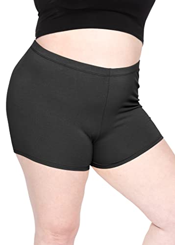 Women's Cotton Stretch Booty Shorts Black 2X