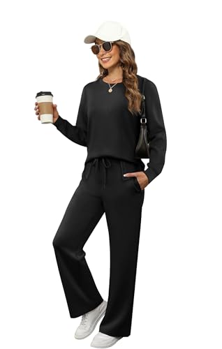 XIEERDUO Women's 2 Piece Lounge Sets Side Slit Outfits Wide Leg Tracksuit Comfy Loungewear Fashion Sweatsuit S-3XL3