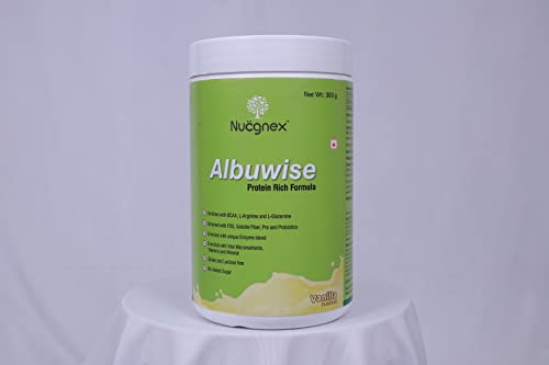 ALBUWISE Vanilla Flavor Non Vegetarian Muscle Growth Protien Powder - Sugar-Free, Gluten-Free, Lactose-Free | Improves Serum Albumen, Fast Absorption, Wound Healing, Immune Boost (300g)