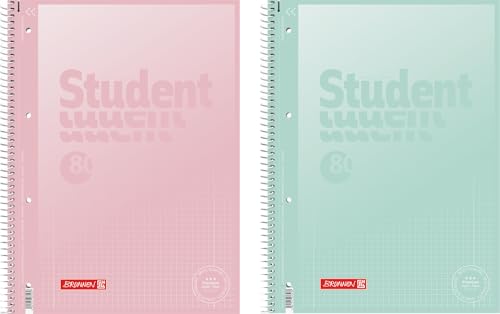 BRUNNEN Collegeblock Premium Student „Pastell“ | A4, Lineatur 28, 80 Blatt, sortiert