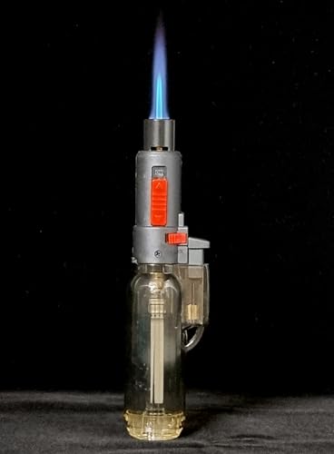 Image of Pack of 02, Penjet Blow Torch Lighter with 2-in-1 Adjustable Flame Button & Safety Lock I Refillable Culinary Jet Flame Kitchen Gas Lighter for Cooking /BBQ /Baking (2pcs)