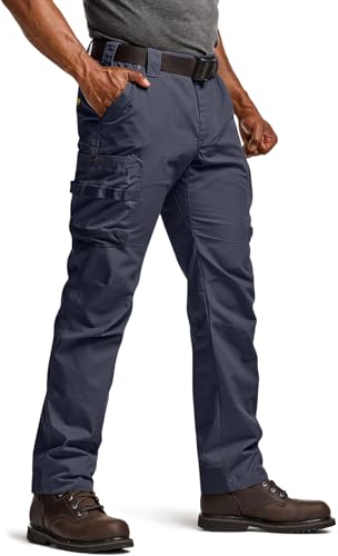 Image of CQR Men's Quick Dry Work Pants, Water Resistant Outdoor Tactical Pants, Lightweight Stretch Cargo Hiking Pants