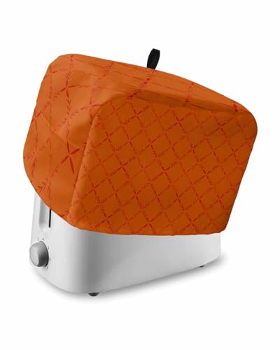 Burnt Orange 4 Slice Toaster Cover Small Appliance Cover Toaster Dustproof Fingerprint Protectors Machine Washable, Modern Geometric Minimalist Lattice Patchwork
