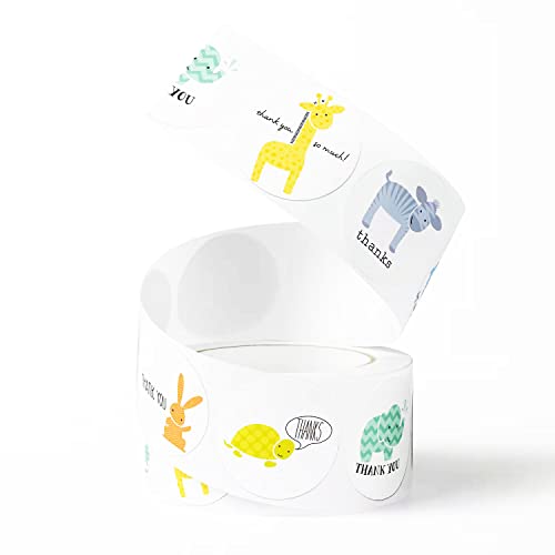 Cute Animals Thank You Stickers,Round 1 Inch 500 Labels Per Roll Animals Series Stickes,Thank You Label For Birthday Gift Envelope Closing Kids Toys Teacher Reward Stickers. #TOP2