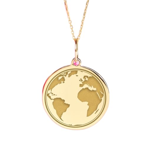 Collier carte du monde LKBEADS en argent 925 anti-ternissement chaîne 45 cm L_02299