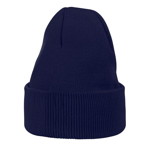 Image of Zando Beanie Hat for Men and Women - Winter Knit Fisherman Skull Cap - Unisex Daily Slouchy Stocking Cap - Navy Blue