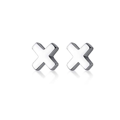 Tiny Cross Stud Earrings S925 Sterling Silver for Women Girls Minimalist Simple Letter X Small Mini Faith Hope Cartilage Tragus Earring Studs Cute Jewelry Hypoallergenic