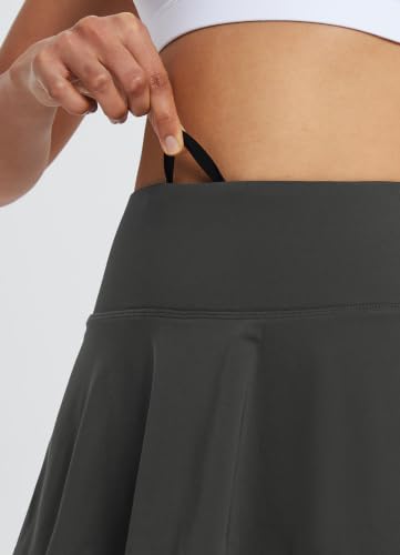 Image of BALEAF Women's Pleated Tennis Skirts Layered Ruffle Mini Skirts with Shorts for Running Workout