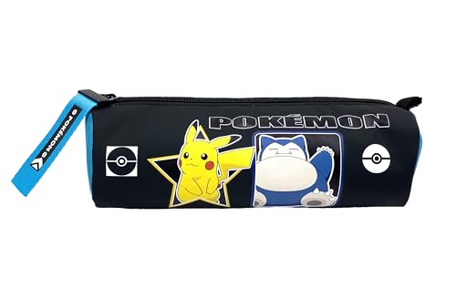CyP Brands- Pokémon - Trousse cylindrique, Trousse à Crayons, Trousse à Crayons, Couleur Noire, Produit Officiel