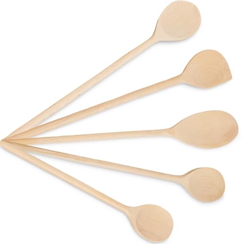 SOHFA 5er Kochlöffel Set aus Buchenholz: Küchenhelfer Set zum Kochen | lange Holzkochlöffel