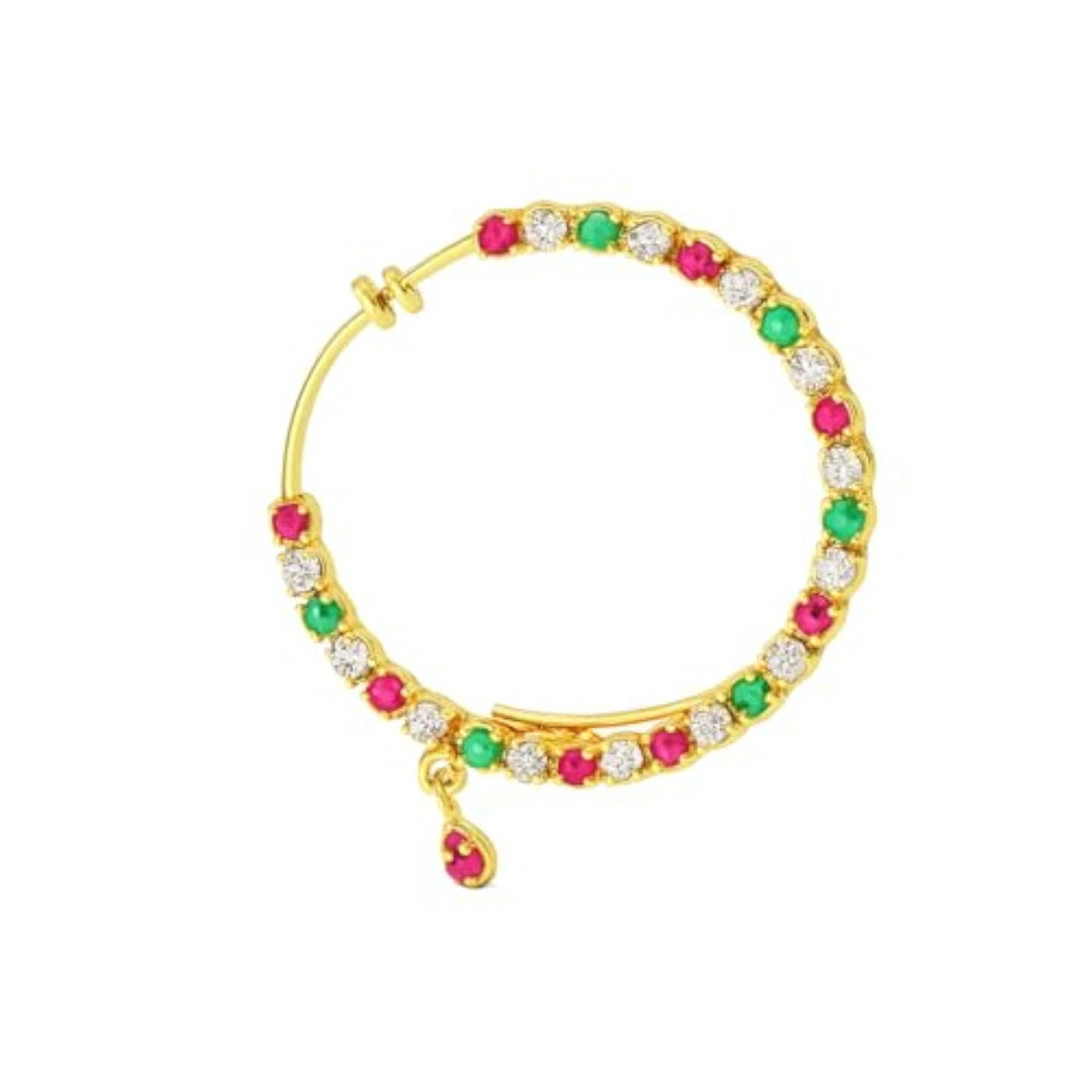 Alluring Multicolour American Diamond Studded Nose Ring