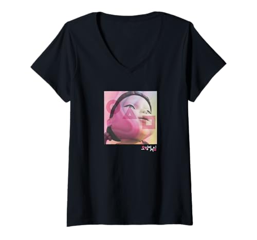Image of Womens Squid Game - Red Light Green Light Portrait V-Neck T-Shirt