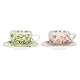 THUN - Set 2 Espressotassen mit Zuckerdose - Porzellan - Kollektion Herzen in Blume - 13 x 6 cm