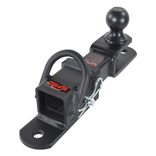 TOPTOW 63807 Bolt on ATV/UTV Trailer Hitch Receiver Adapter + 2 inch ATV/UTV Hitch Ball Mount with 2 inch Ball + 5/8 inch Hitch Pin and Clip