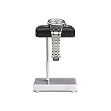 Handcrafted Leather & Marble Watch Display Stand for Rolex, Omega, Patek Philippe, Audemars Piguet, Richard Mille, Breitling, Tudor, Cartier, TAG Heuer (Silver Pole - White Marble, Single Leather)