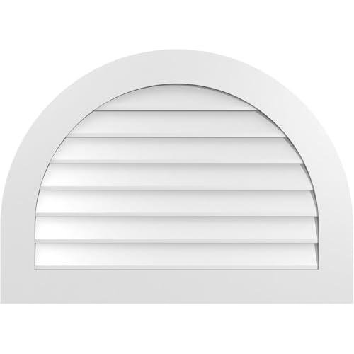 Ekena Millwork GVPRT36X2601SN Round Top Surface Mount PVC Gable Vent, Factory Primed White
