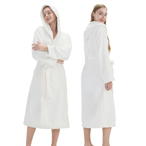 Image of PJGGZ Hooded Bathrobes for Women, Soft Long Towel Robes for Women - Quick Dry yet Warm