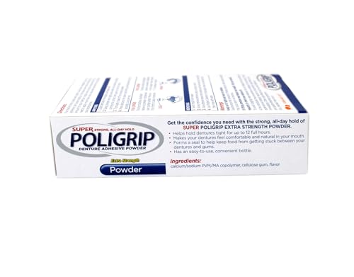 Image of Super Poligrip Super Poligrip Denture Adhesive Powder Extra Strength Extra Strength 1.6 oz (Pack of 2)