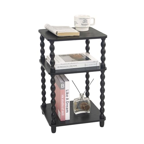 Image of Fultyle Side Table, Small End Table with Storage Shelf, Vintage Nightstand Bedside Table for Living Room, Bedroom, Office and Small Spaces (Black)
