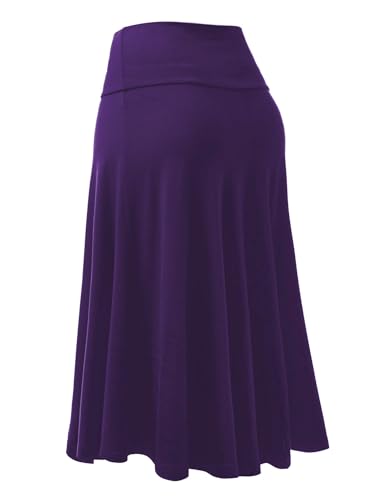 Image of FRAULEIN Women's Midi Skirt Wide High Waist Vintage A-Line Flared and Swingy Skirt