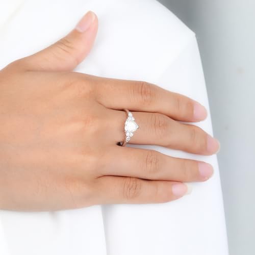 Moissanite Engagement Ring for Women 1.25CT Heart-shaped Moissanite Ring 925 Sterling Silver Wedding Band for Women Halo Promise Rings for Her Wedding Rings Size 3-103