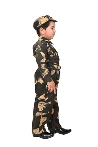 BookMyCostume Cotton Indian para Military with Whistle Special Forces Professional Commandos Camouflage Print Kids Fancy Dress Costume 7-8 Years