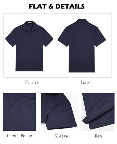 Image of COOFANDY Men's Button Down Shirts Short Sleeve Casual Shirts Summer Beach Linen Shirts with Pocket