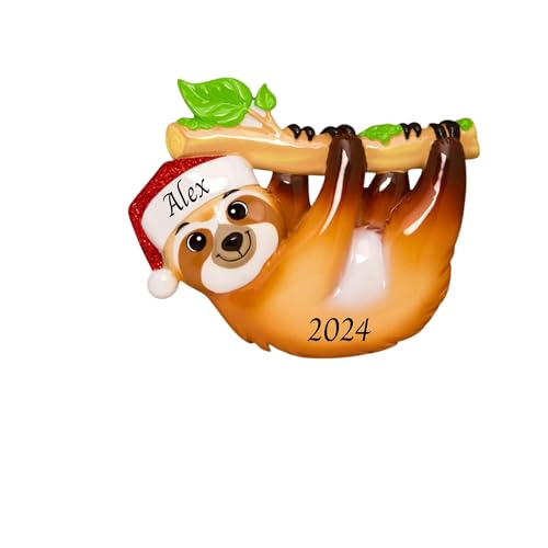 2024 Personalized Christmas Tree Ornament for Kids - Sloth Customized Merry Christmas Ornament - Child Keepsake for Boys & Girls Children