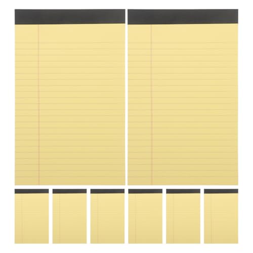 Bloc-notes ligné jaune lot de 8 carnets de 50 feuilles détachables