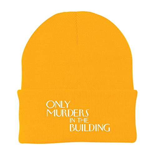 Only Murders in The Building Logo Embroidered Beanie Hat, Gold