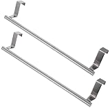 QUMIIRITY 2pcs Stainless Steel Bathroom Towel Rack Wall-Mounted Towel Holder 36cm Large Single Bar Tool-Free Door Hook for Kitchen and Bathroom Storage