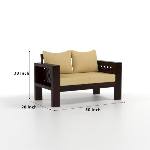 Image of NATRAJ ART & CRAFT Sheesham Wood 2 Seater Sofa Set for Living Room | Wooden Sofa Set for Living Room Furniture (2 Seater, Walnut Finish)