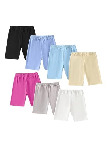 SweatyRocks Girl's 7 Pack Yoga Short Elastic High Waist Knee Length Bike Shorts
