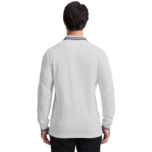 Men's Pique Polo Shirts Long Sleeve Cotton Blend Tipped Casual Collared Polo Shirts Business Classic Fit3