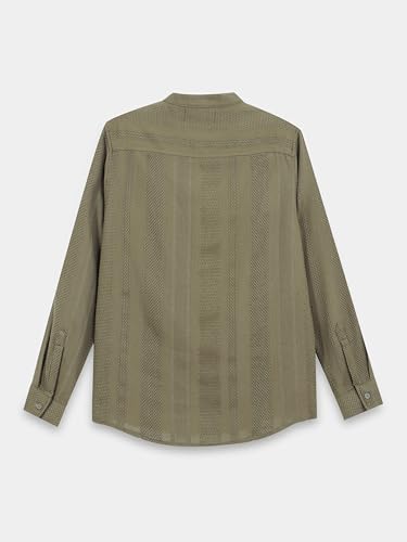 Image of StitchX Men's Full Sleeve Mandarin Collar Jacquard Shirt
