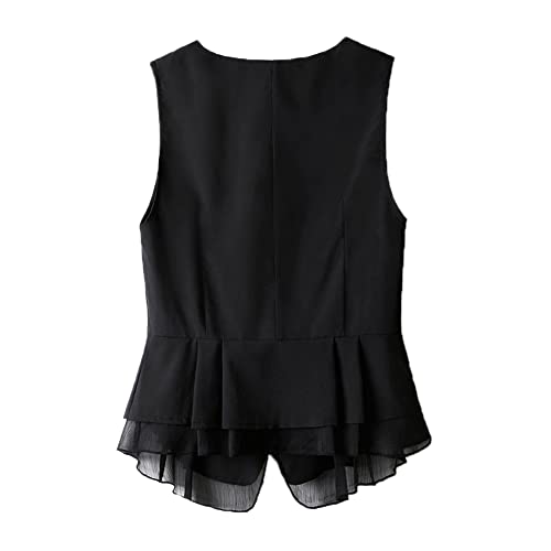 YM YOUMU Women Ruffle Hem Sleeveless Blazer Jacket Vest Formal Business Work Office Suit Tops2