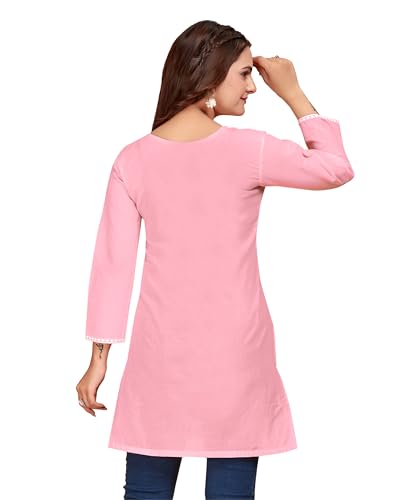 Image of Women's Rayon Chikankari Embroidered Short Kurti | Lucknowi Work Kurta