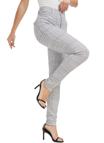 KYAL Women's High Waisted Stretchy Work Pants Straight Leg Business Office Trousers Button Casual Slacks with Pockets