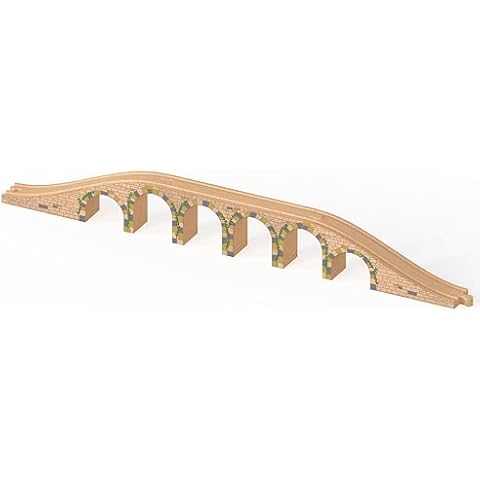 Orbrium Toys 6 Arches Viaduct Bridge for Wooden Railway Track Compatible with Thomas Trains Brio Set Cover
