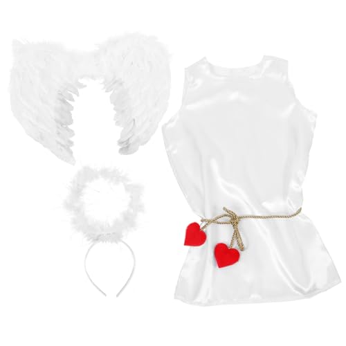 HANABASS Disfraz Infantil de para San Valentín con Alas y Diadema Conjunto Cómodo de Poliéster para Fiestas Actuaciones y Cosplay
