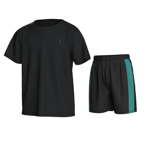 Boys Athletic Shorts and Performance T-Shirt Crew Neck Boy Clothes Set, Summer Kids Outfit Size 3-16 (2 Pcs Set)