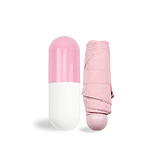 OuLi Store® Parapluie Pliant Ultra-léger 210T Mini Crème Capsules Parapluie Caoutchouc Pliante Parapluie Ensoleillé Parapluies de Voyage (Rose) Cover