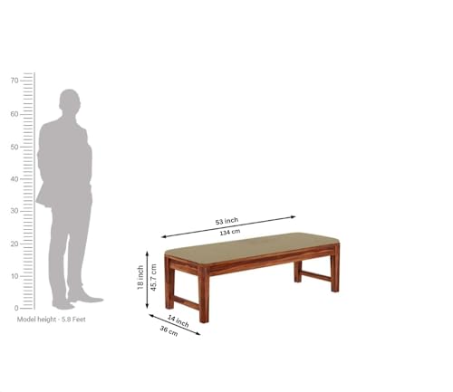 Image of WOODAMIYAWooden Seating Bench for Home & Office, Multipurpose Seating Bench for Daining Table /Indoor and Outdoor /Balcouny, Bench with Cushion, 54x14x17.5 Inch, Teak Finish