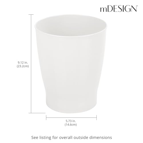 Image of mDesign Round Plastic Bathroom Garbage Can, 1.25 Gallon Wastebasket, Garbage Bin, Trash Can for Bathroom, Bedroom, and Kids Room - Small Trash Can - Fyfe Collection - Cloud White
