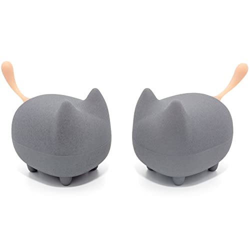 gingo 2Pack TWS Portable Bluetooth Speakers Pair, Mini Wireless Speakers with Clarity Stereo, Built-in Mic, Super Bass, Powerful Rich Room-Filling Sound, Cute Pet Mini Bluetooth Speaker (Grey-1 Set)